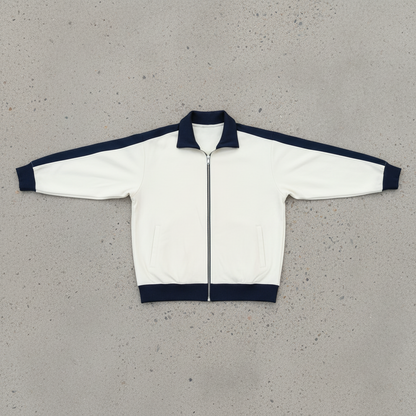 "Not me" Contrast Trim Stand Collar Jacket