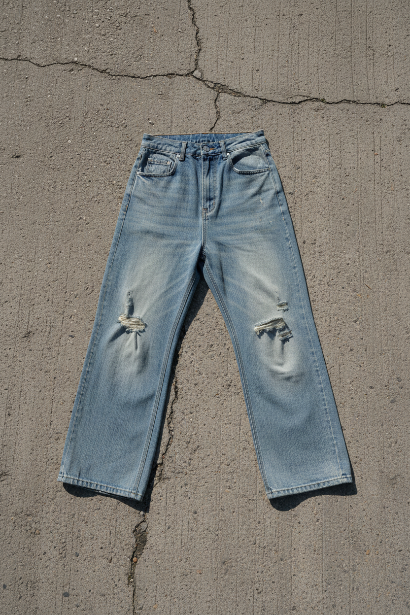 Vintage Wash Distressed Denim Jeans
