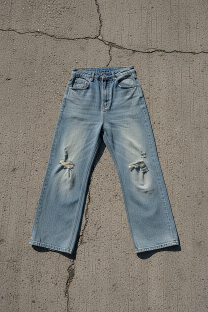 Vintage Wash Distressed Denim Jeans