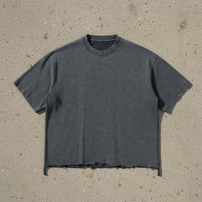 Snow Wash Raw-Hem Boxy T-shirt