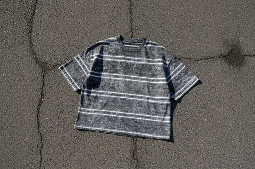 "Reverie Sword" – Snow Washed Striped Boxy T-Shirt
