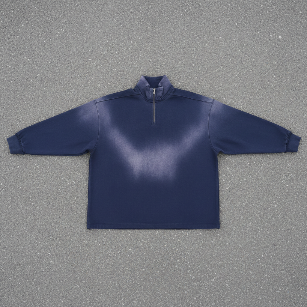 "Smile" Sun Fade Quarter-Zip Sweatshirt