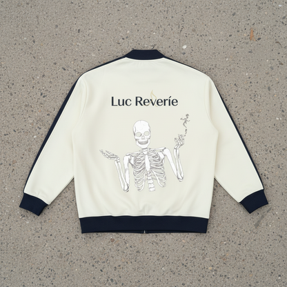 "Not me" Contrast Trim Stand Collar Jacket