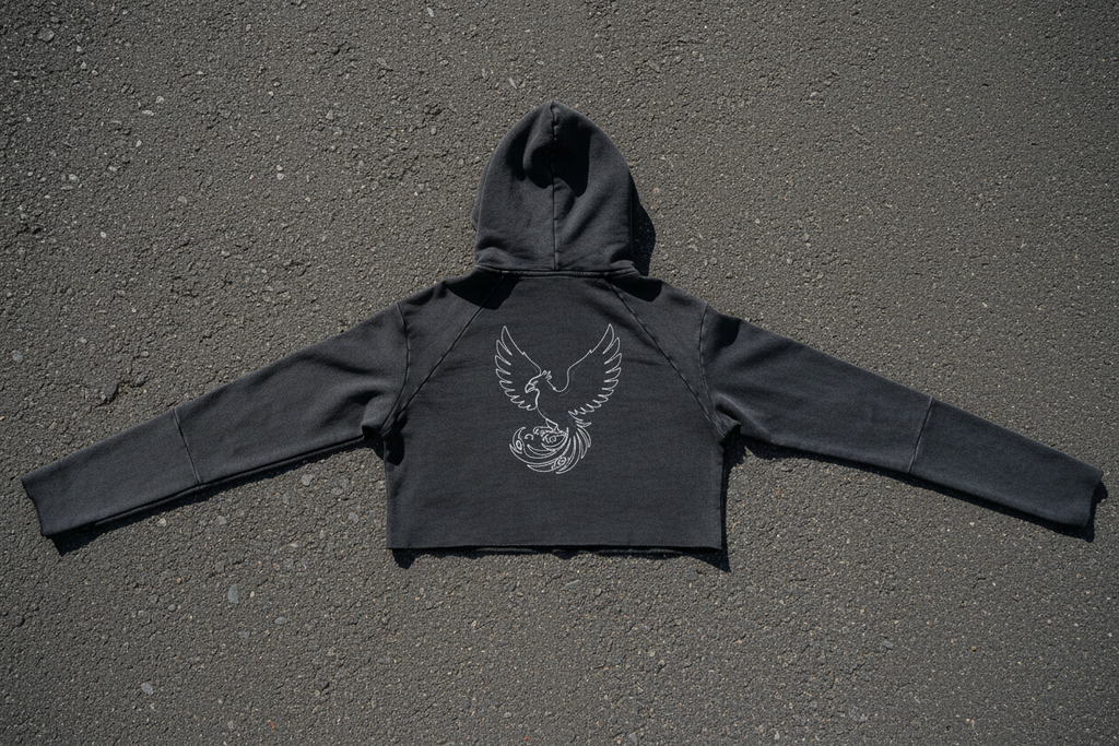 "Phoenix" – Vintage Washed Raw Edge Hoodie