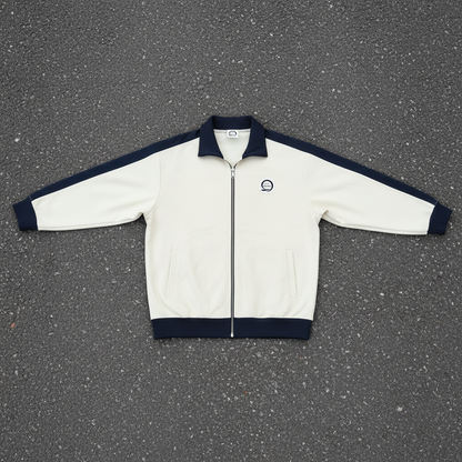 "Not me" Contrast Trim Stand Collar Jacket