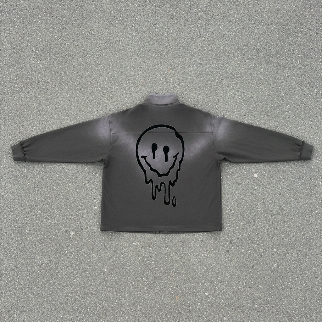 "Smile" Sun Fade Quarter-Zip Sweatshirt
