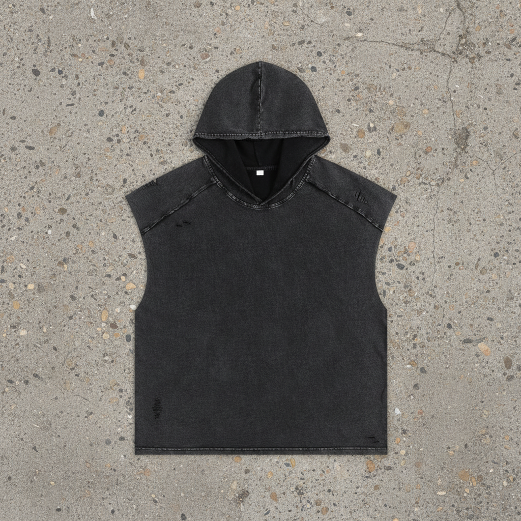 Snow Washed Boxy Hooded Tank Top