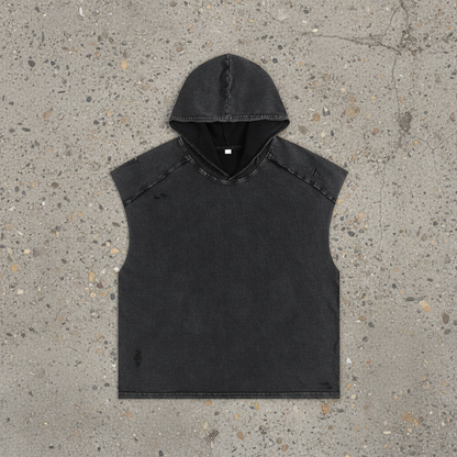 Snow Washed Boxy Hooded Tank Top