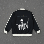 "Not me" Contrast Trim Stand Collar Jacket