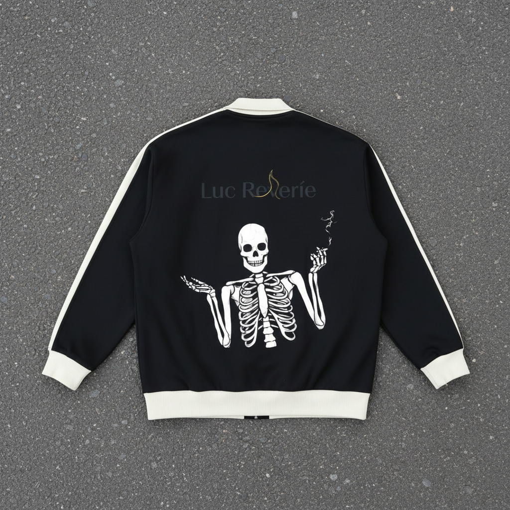 "Not me" Contrast Trim Stand Collar Jacket