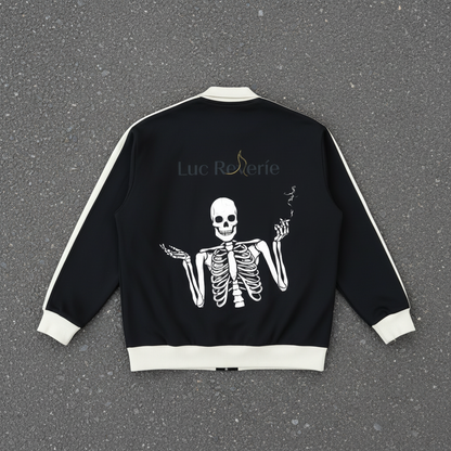 "Not me" Contrast Trim Stand Collar Jacket