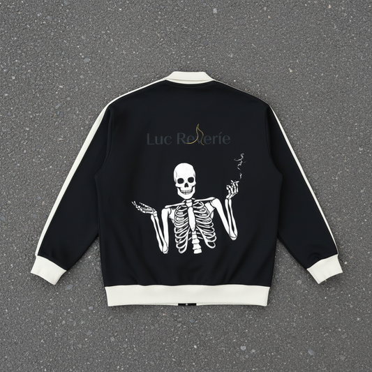 "Not me" Contrast Trim Stand Collar Jacket