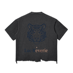 "The Reverie Tiger" - Snow Wash Raw-Hem Boxy T-Shirt