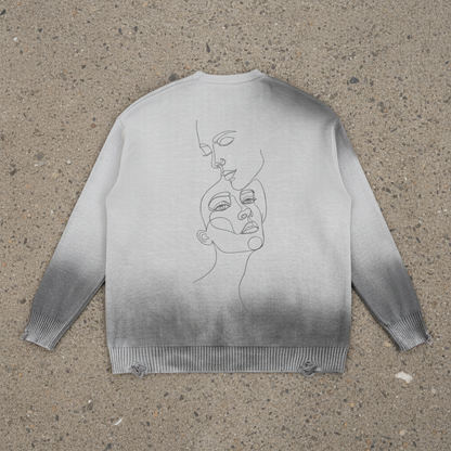 Sun Fade Distressed Ripped Crewneck sweater