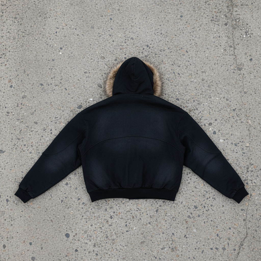 Sun Fade Boxy Detachable Fur Hoodie