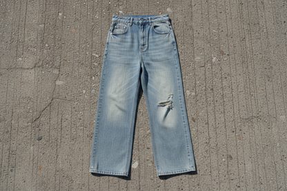 Vintage Wash Distressed Denim Jeans