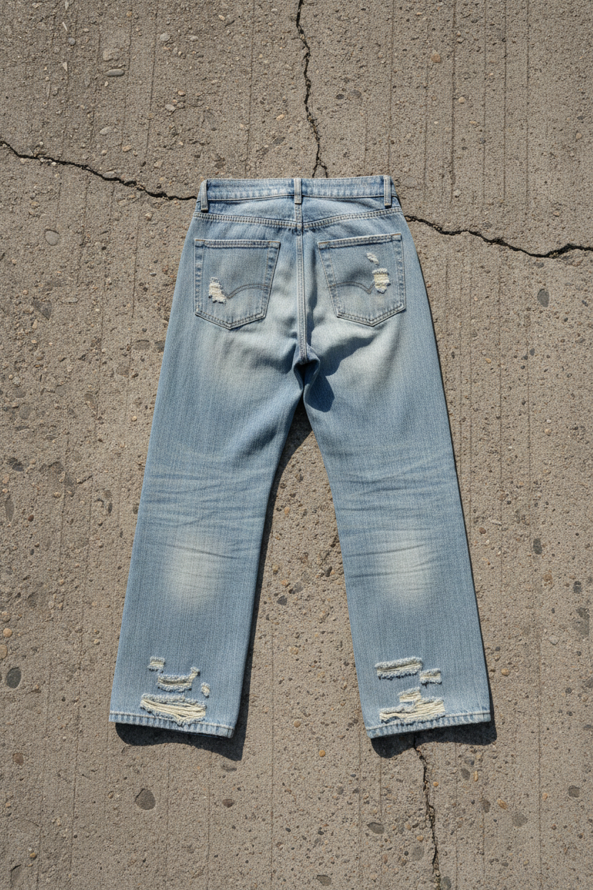 Vintage Wash Distressed Denim Jeans