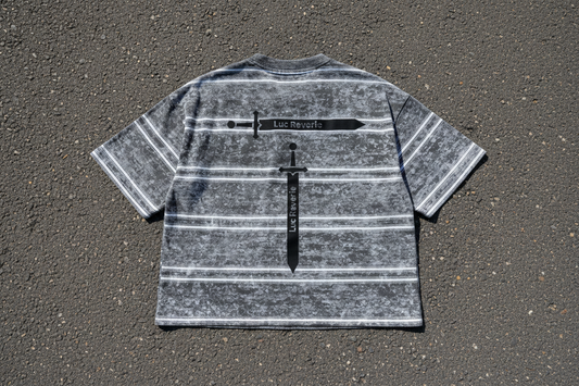 "Reverie Sword" Snow Washed Striped Boxy T-Shirt