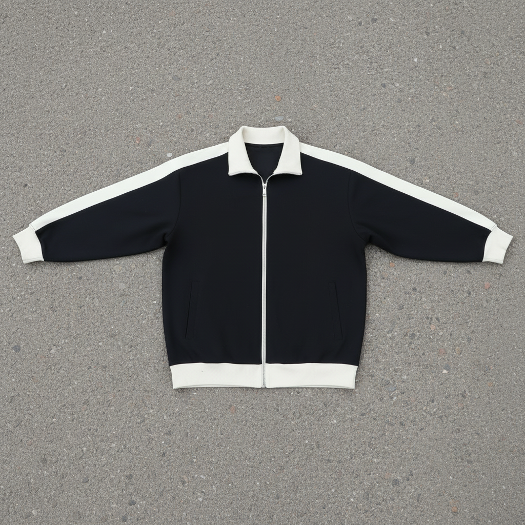 "Not me" Contrast Trim Stand Collar Jacket