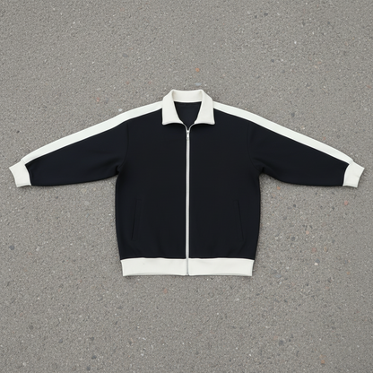 "Not me" Contrast Trim Stand Collar Jacket