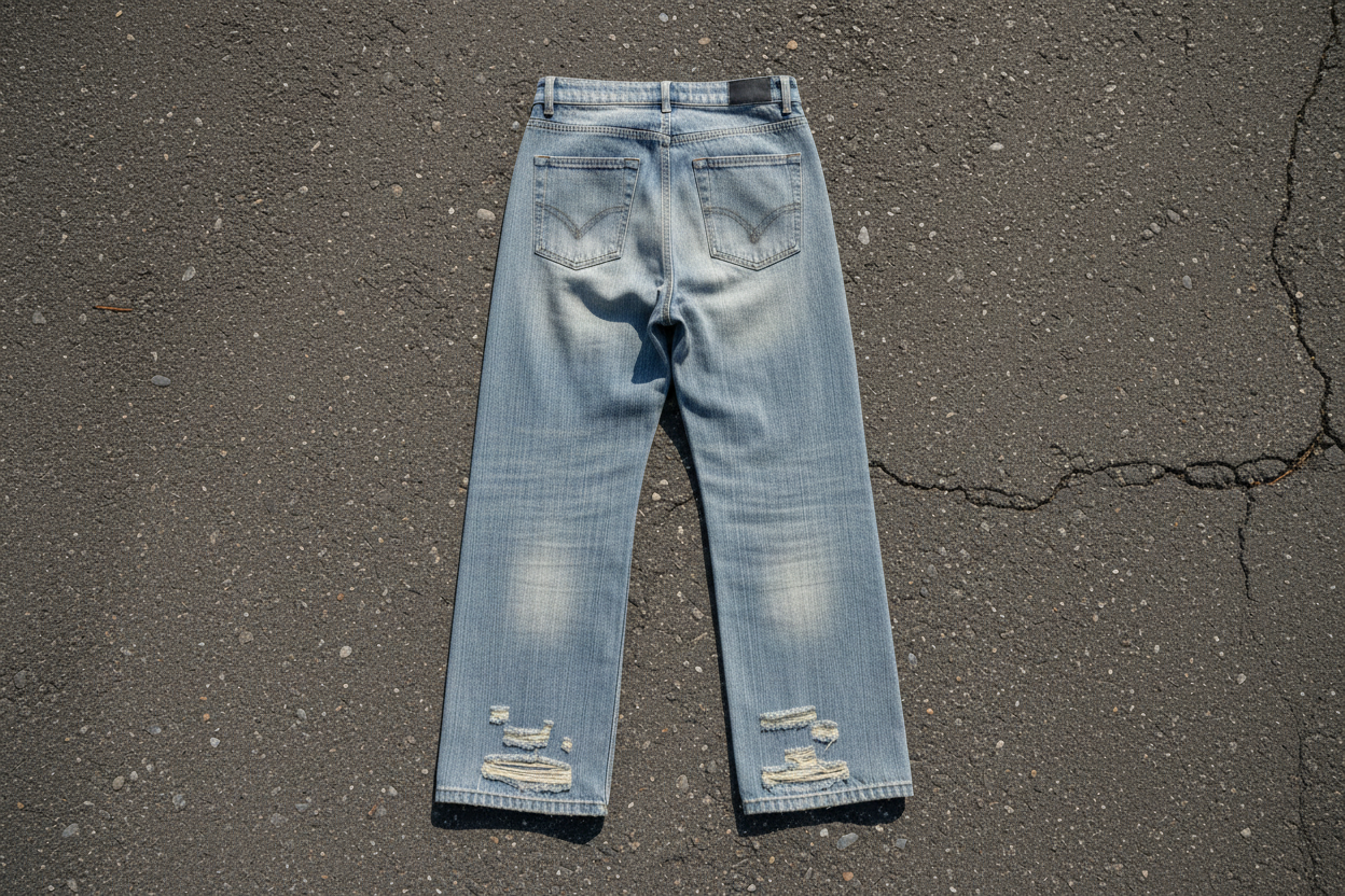 Vintage Wash Distressed Denim Jeans
