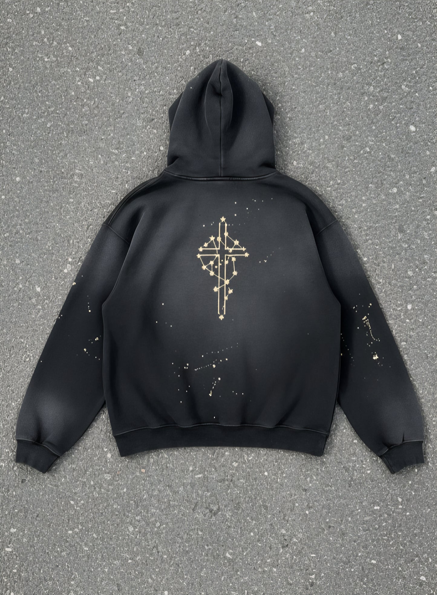 "Cosmic Guide" Vintage Washed Frayed Fleece Hoodie