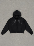 "Paper Planes" - Fleece Zip-Up Boxy Hoodie