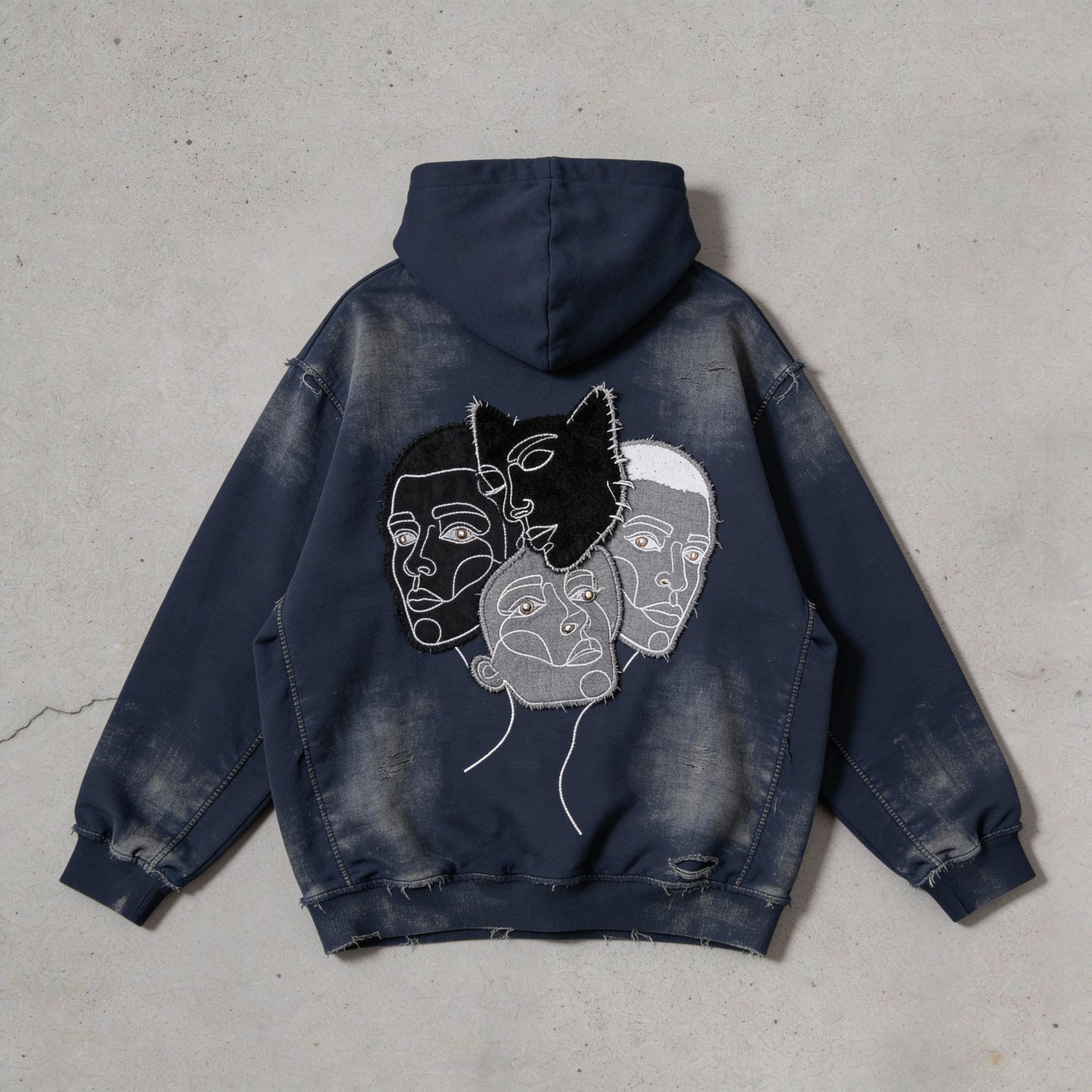 "Silhouette face" denim jacket
