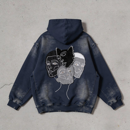 "Silhouette face" denim jacket