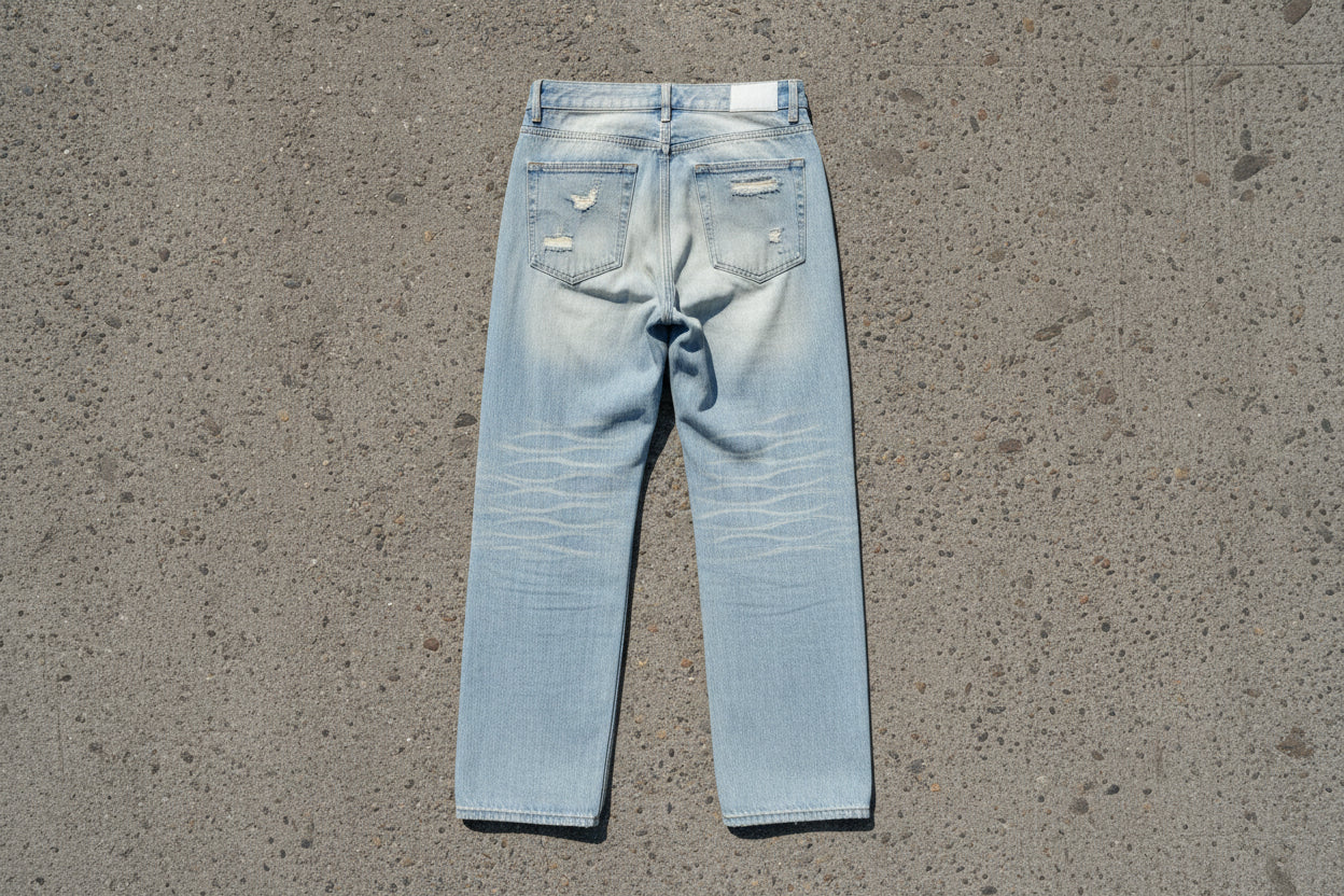 Sun Fade – Raw Hem Denim Jeans