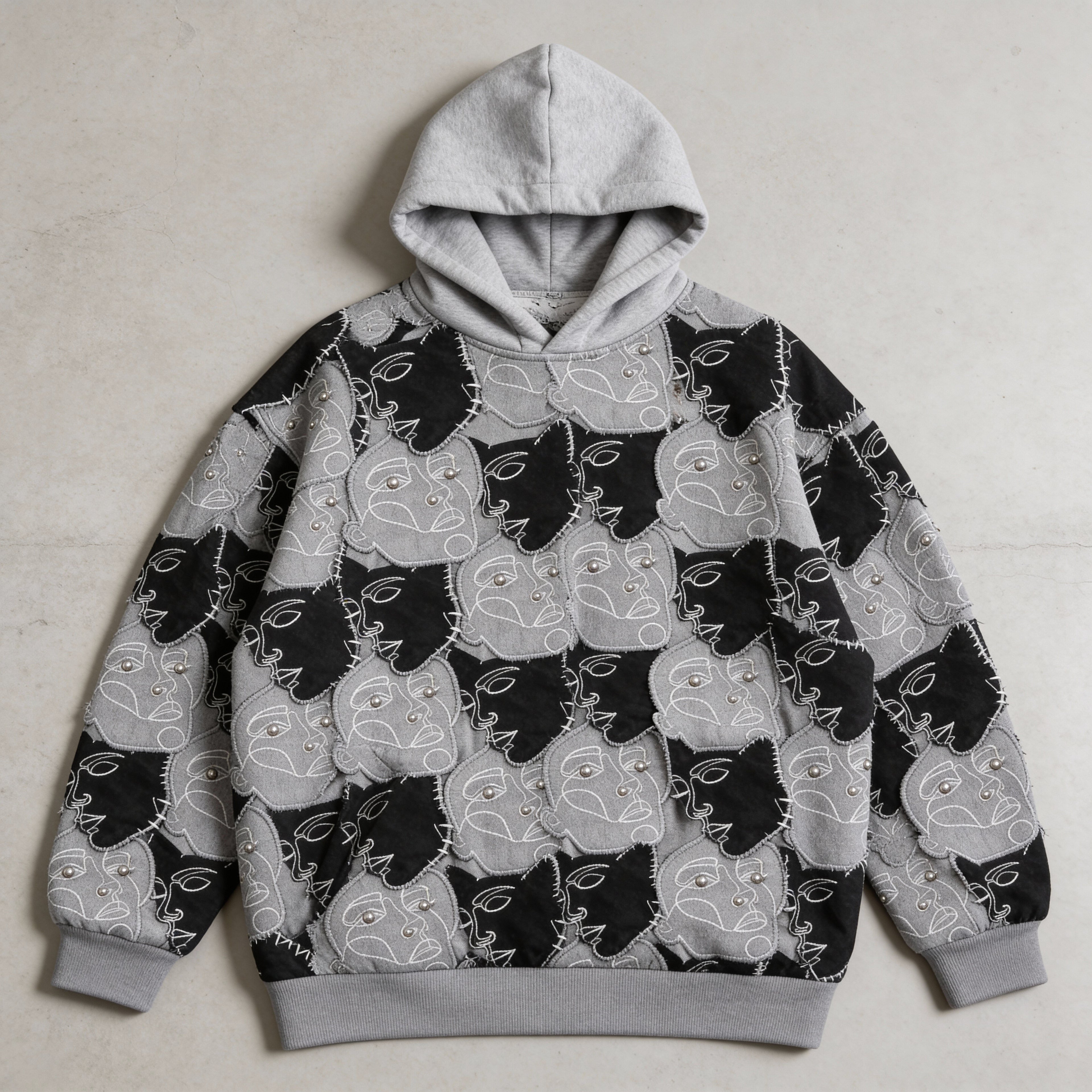 "Faces," – Oversized Cotton Hoodie