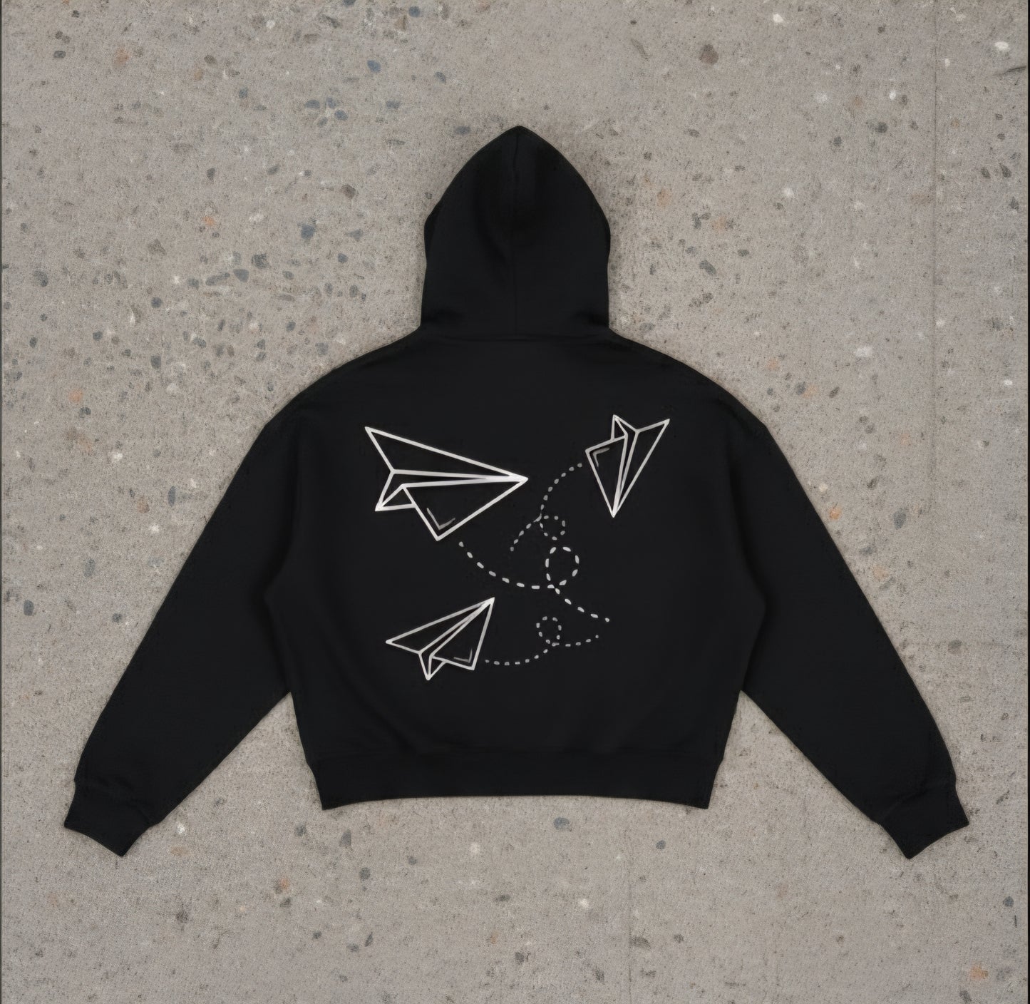 "Paper Planes" Fleece Zip-Up Boxy Hoodie