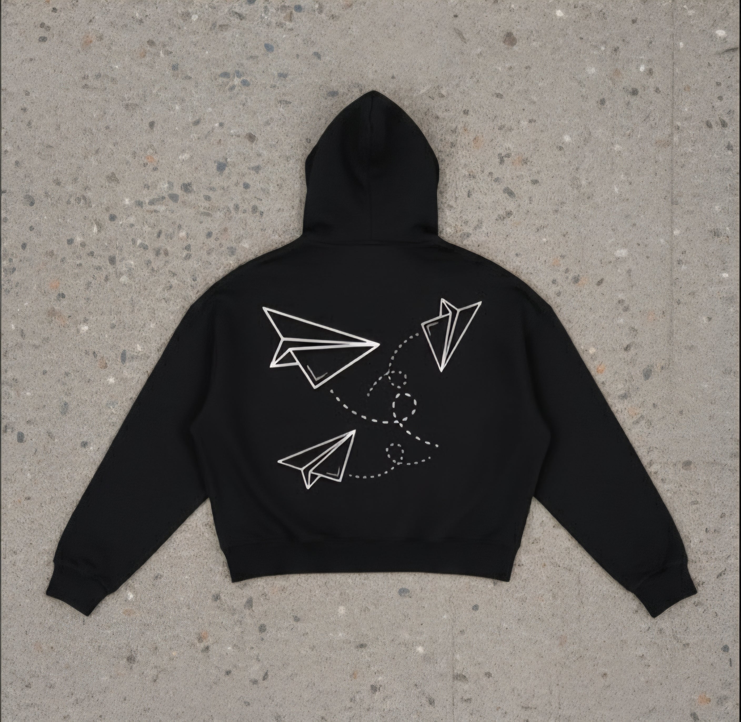 "Paper Planes" - Fleece Zip-Up Boxy Hoodie
