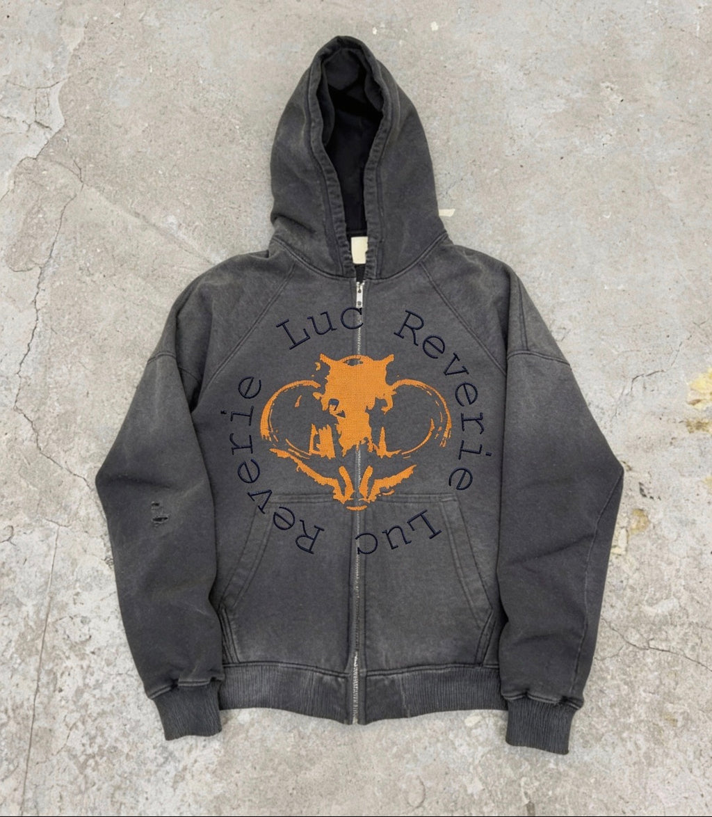 "Time Collapses" – Vintage Washed Zip Hoodie