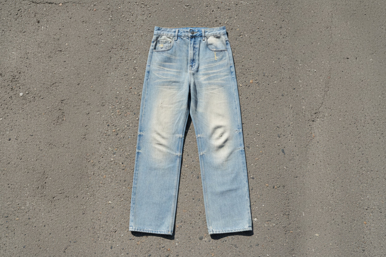 Sun Fade – Raw Hem Denim Jeans
