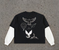 "Freedom’s Ascent" - Contrast Sleeve Cotton T-Shirt