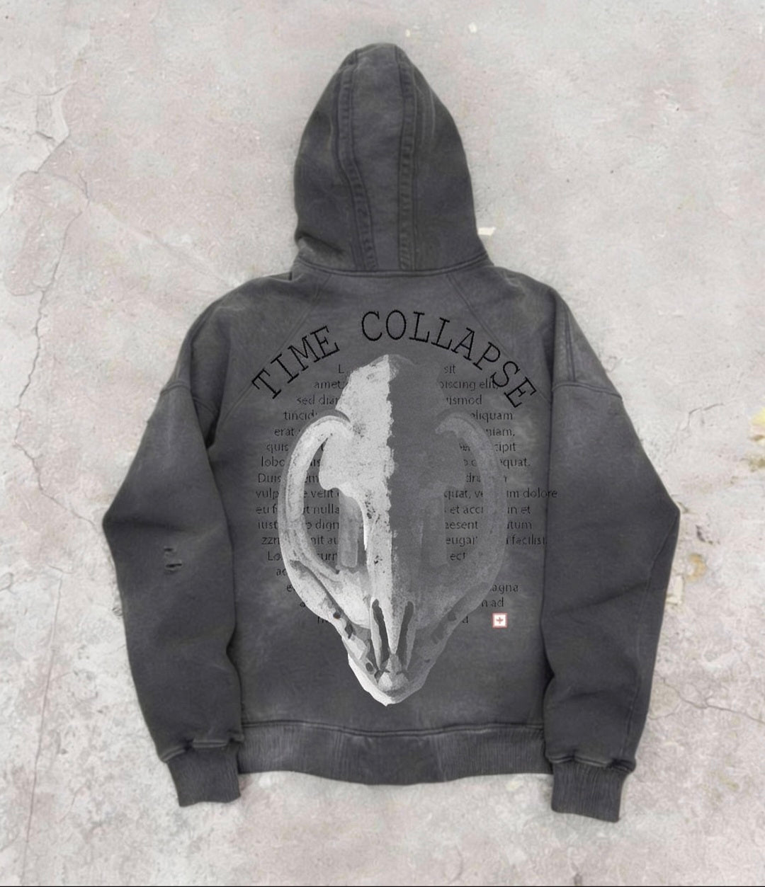 "Time Collapses" – Vintage Washed Zip Hoodie