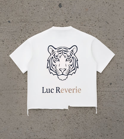 "The Reverie Tiger" Snow Wash Raw-Hem Boxy T-shirt