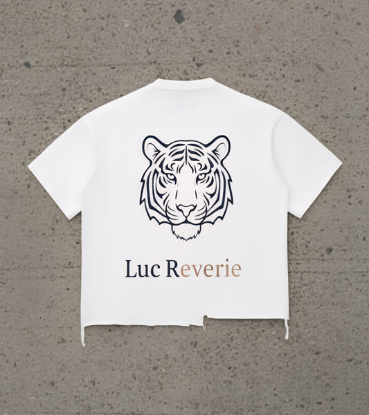 "The Reverie Tiger" Snow Wash Raw-Hem Boxy T-shirt