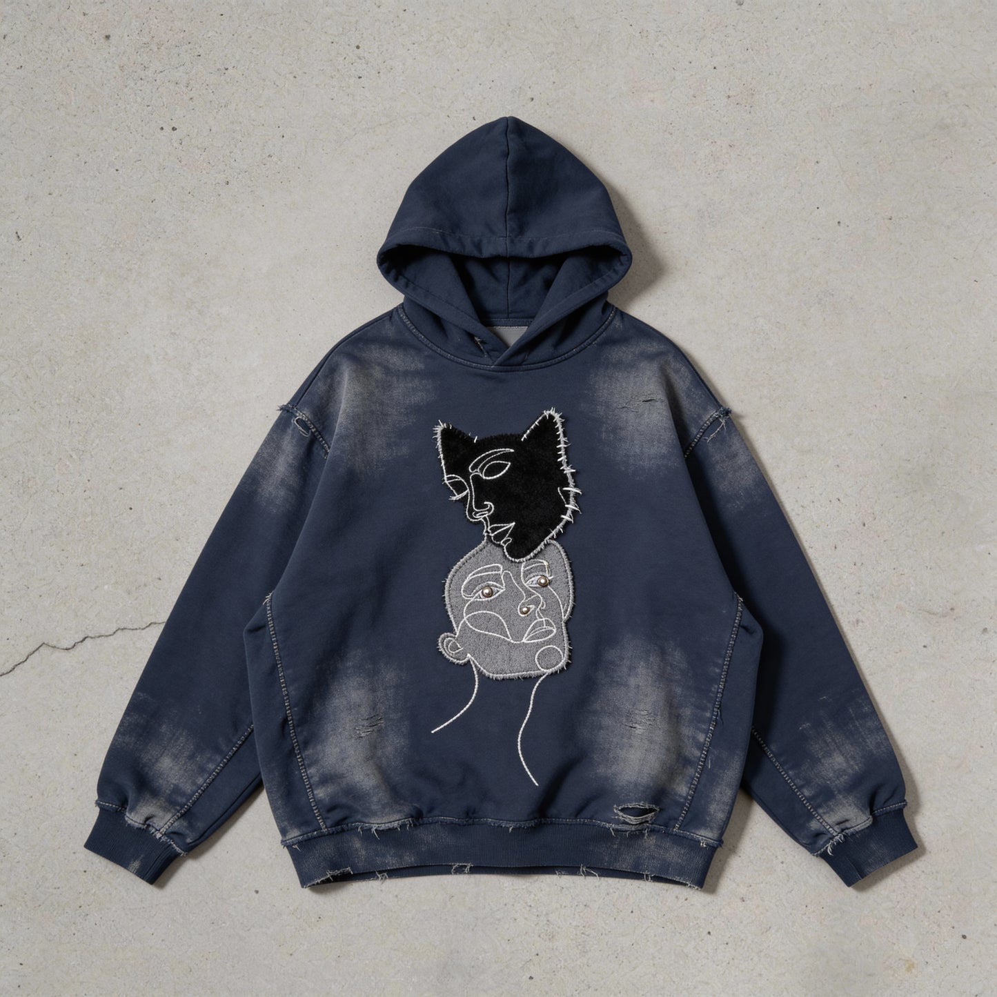 "Silhouette face" denim jacket